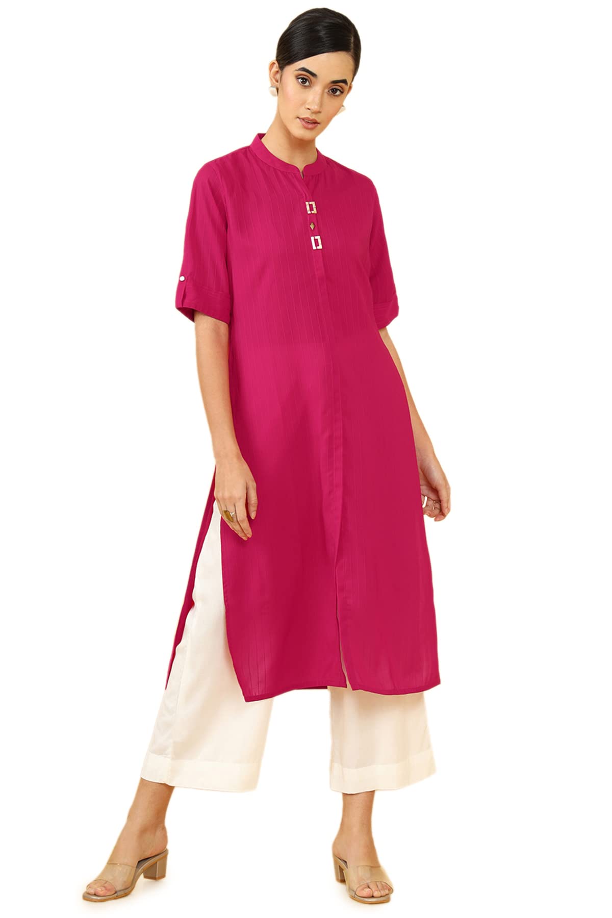 Soch Women Solid Art Silk Kurta