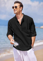 Finivo Fashion MenS Cotton Blend Solid Full Sleeve Short Kurta Shirt Black
