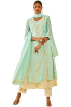 Soch Womens Powder Blue Chanderi Floral Embroidered Suit Set With Zari