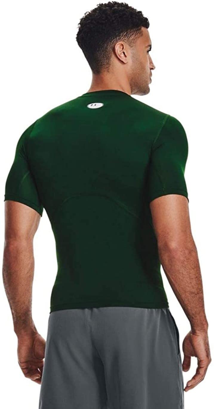 Under Armour Men's Armour HeatGear Compression Short-Sleeve T-Shirt , Forest Green (301)/White, Large