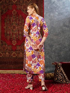 ANNI DESIGNER Womens Cotton Blend Straight Printed Kurta with Pant (Samlok Begani_XL_Begani_X-Large)