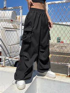 GRECIILOOKS Womens Regular Fit Cargo Pant (GL-W-TP-1086_Black