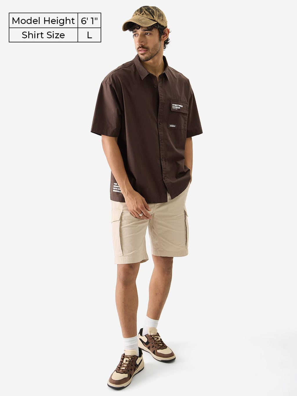 The Souled Store Street Division Cotton Short Sleeve Collared Neck Button Down Oversized Fit Shirts for Men and Boys - Perfect f