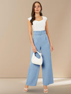 Kotty WomenS High Rise Viscose Rayon Relaxed Fit Korean Trousers Sky Blue