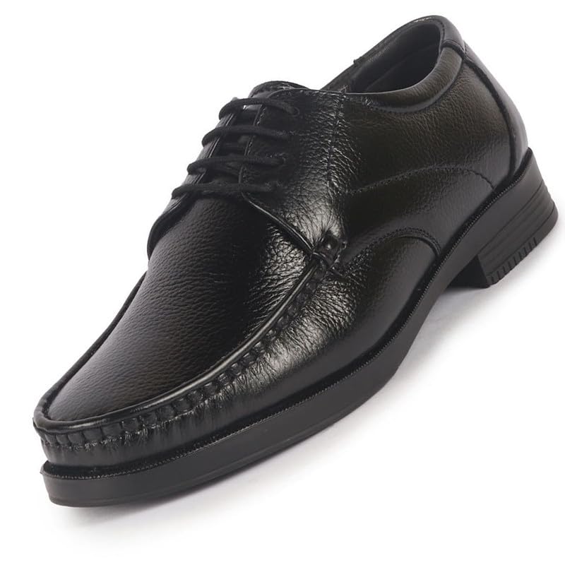 FAUSTO FST FOSMF2144 BLACK43 Mens Black Genuine Leather Formal Lace Up Moccasins Derby Shoes for Office|Memory Cushion Work S 9