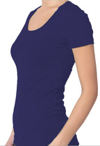 Emmalise Women's Short Sleeve Tshirt Scoop Neck Tee Shirt (2XL, Navy)