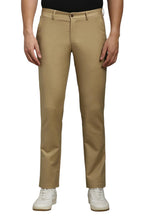 Louis Philippe Men Khaki Slim Fit Solid Flat Front Formal Trousers