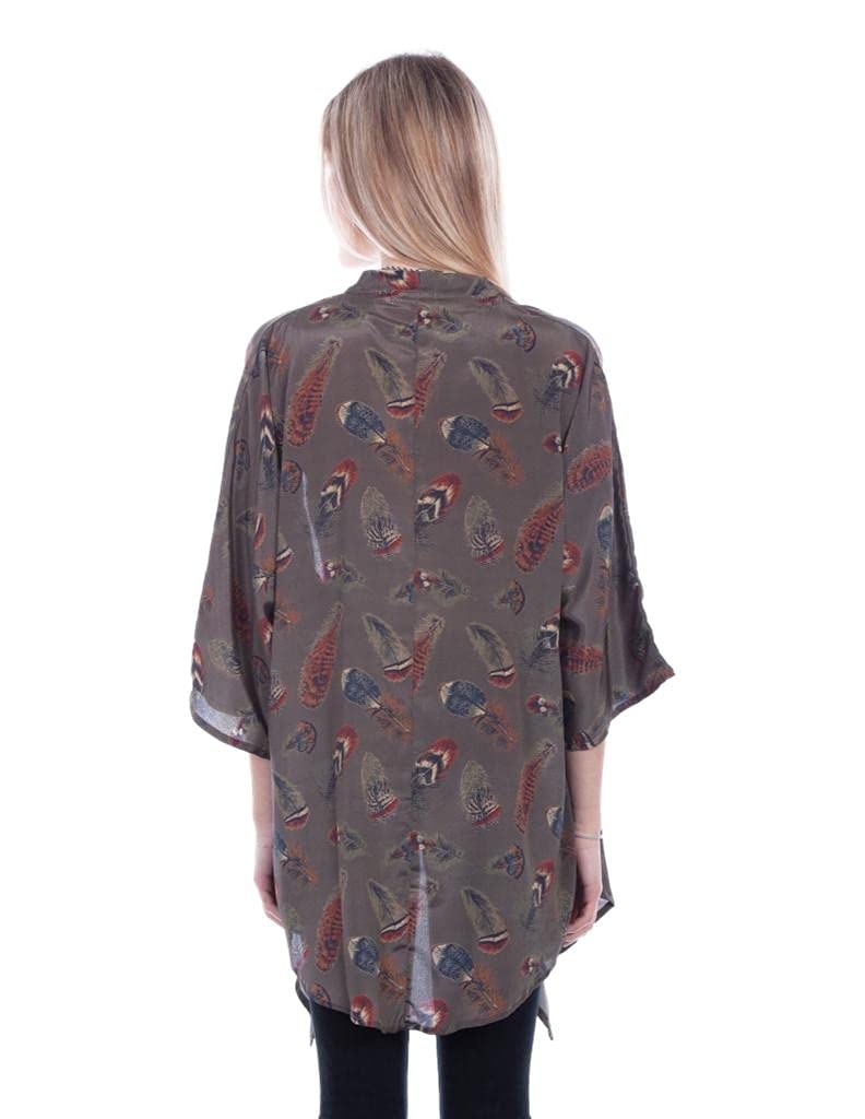 FEATHER POLY CREPE KIMONO
