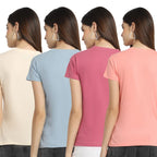 Preneum Womens Cotton Regular Fit Latest Graphic Stylish Printed Short Sleeves Casual T-Shirt || Latest Trendy & Styles (Pack 4
