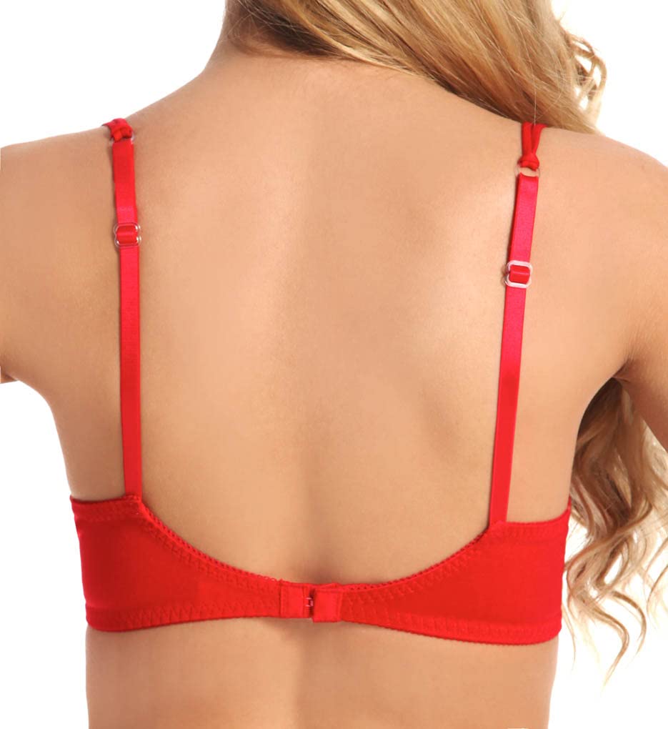 Shirley of Hollywood Women's Scalloped Embroidery Shelf Bra 331 34 Red