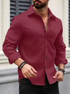 Deelmo MenS Regular Fit Checks Pattern Polyester Blend Shirt With Collared Neck Long Sleeve And Standard Length | Shirt For Man