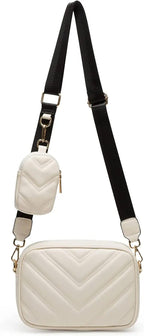 ADISA Womens Girls Cross Body Sling Bag with Pouch (SL5127_Off White)