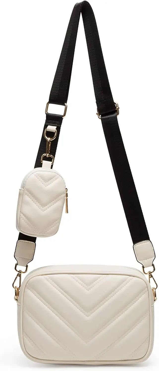 ADISA Womens Girls Cross Body Sling Bag with Pouch (SL5127_Off White)