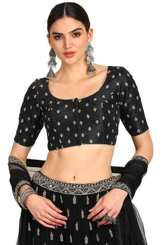 Soch Women Zari Embroidered Art Silk Padded Blouse with Sequins