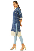 Soch Womens Indigo Cotton Floral Printed Straight Kurta