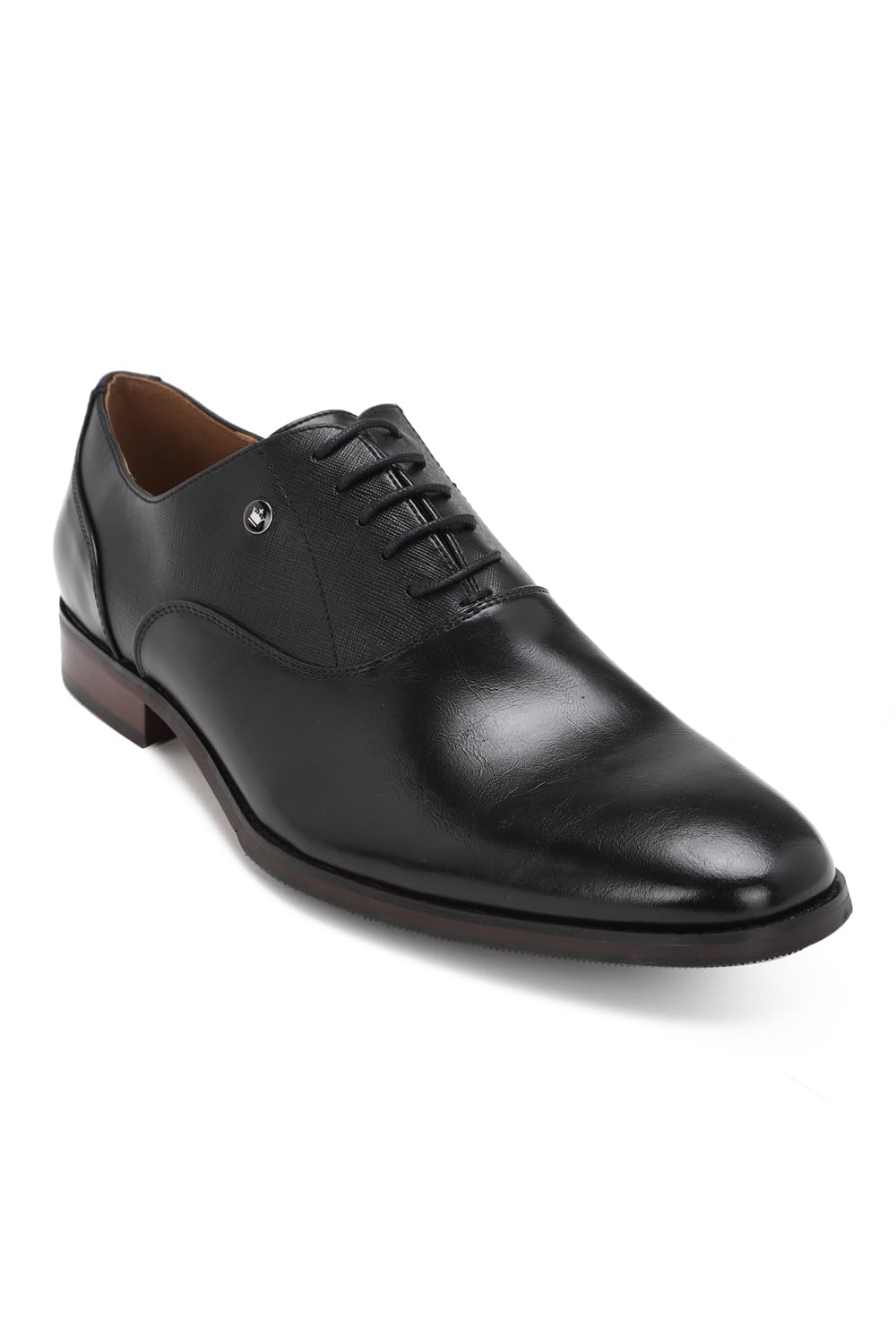 Louis Philippe Men Black Leather Oxford Shoes, 9 Uk