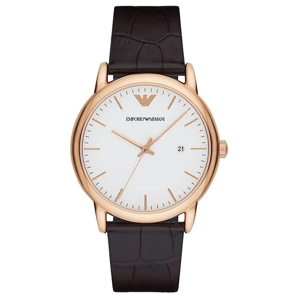 Emporio Armani Men's Stainless Steel and Brown Leather Watch (Model: AR2502)