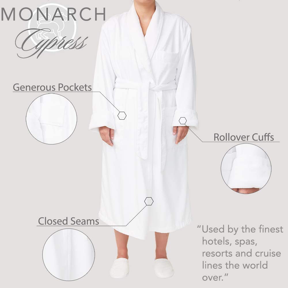 MONARCH Plush Lined Microfiber Bath Robe for Women or Men - Super Soft, Durable Luxury Spa, Resort & Hotel Bathrobe, Generously