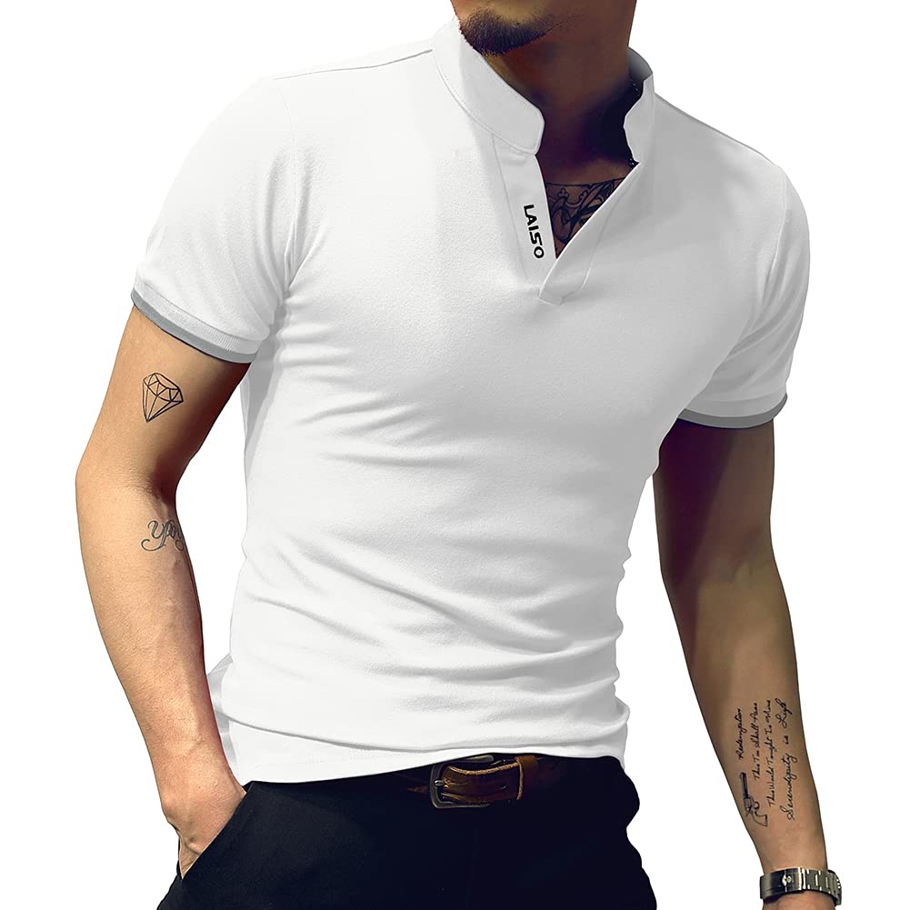 LOGEEYAR Mens Fashion Polo Shirt Short/Long-Sleeve Slim Fit Henley T-Shirts Pique Cotton Clothes