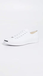 Converse Jack Purcell Canvas Unisex Sneakers, White/White/Black, 12.5 US Women/11 US Men