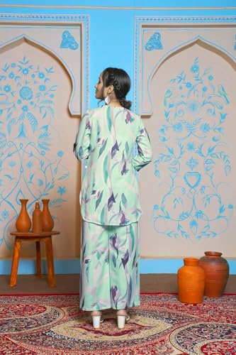 Greciilooks Women'S Rayon Printed Regular Fit Kurta Set (Gl-W1705&Tr798_Green_M)