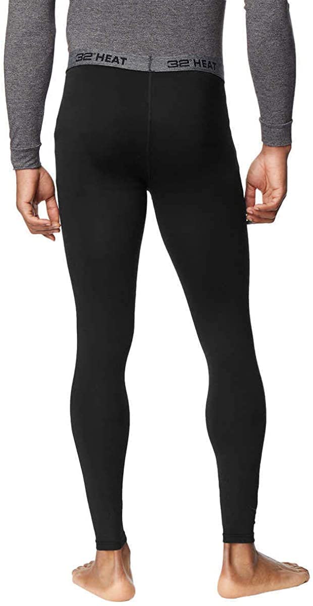 32 Degrees Mens 2 Pack Heat Performance Thermal Baselayer Pant Leggings, Black/Black, XL
