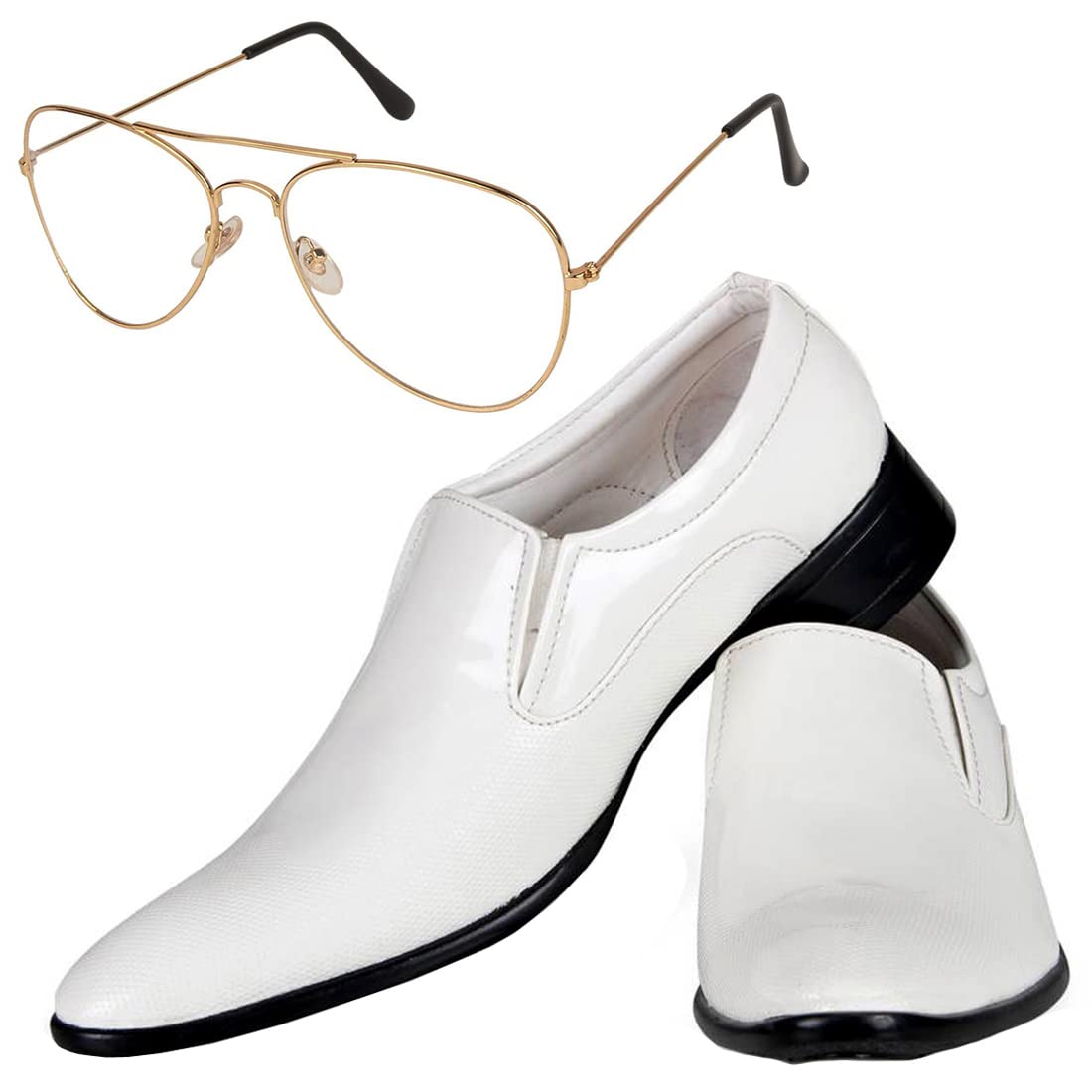 Vitoria Tranding Mens Synthetic Leather Formal Shoes with Free Unisex White Gold Avter Sunglasses/Office Shoes/Suit Shoes/Dress 9