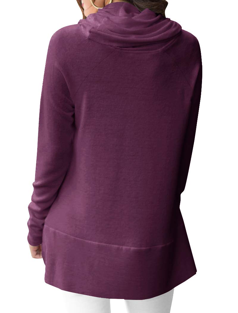 Minclouse Women's Long Sleeve Cowl Neck Sweater Pullover Turtleneck Casual Loose Sweatshirts Tunic Tops (X-Large, A-Purple)