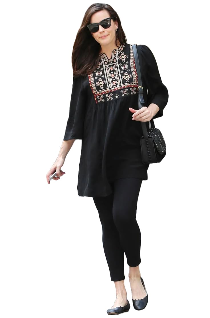 ANNI DESIGNER Womens Rayon Viscose Embroidered Short Tunic Top | Regular | Formal | Western Party Elegant | Trendy | Ladies Shir