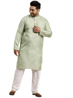 Sojanya Plus (Since 1958) MenS Jacquard Silk Pista Green Self Design Only Long Kurta -Size: 48
