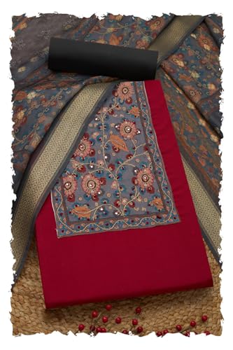 Soch Women Vatican Silk Floral Print Unstitched Dress Material with Zari