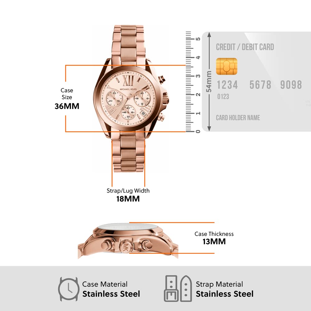 Michael Kors Bradshaw Chronograph Rose Gold-Tone Stainless Steel Women's Watch (Model: MK5799)