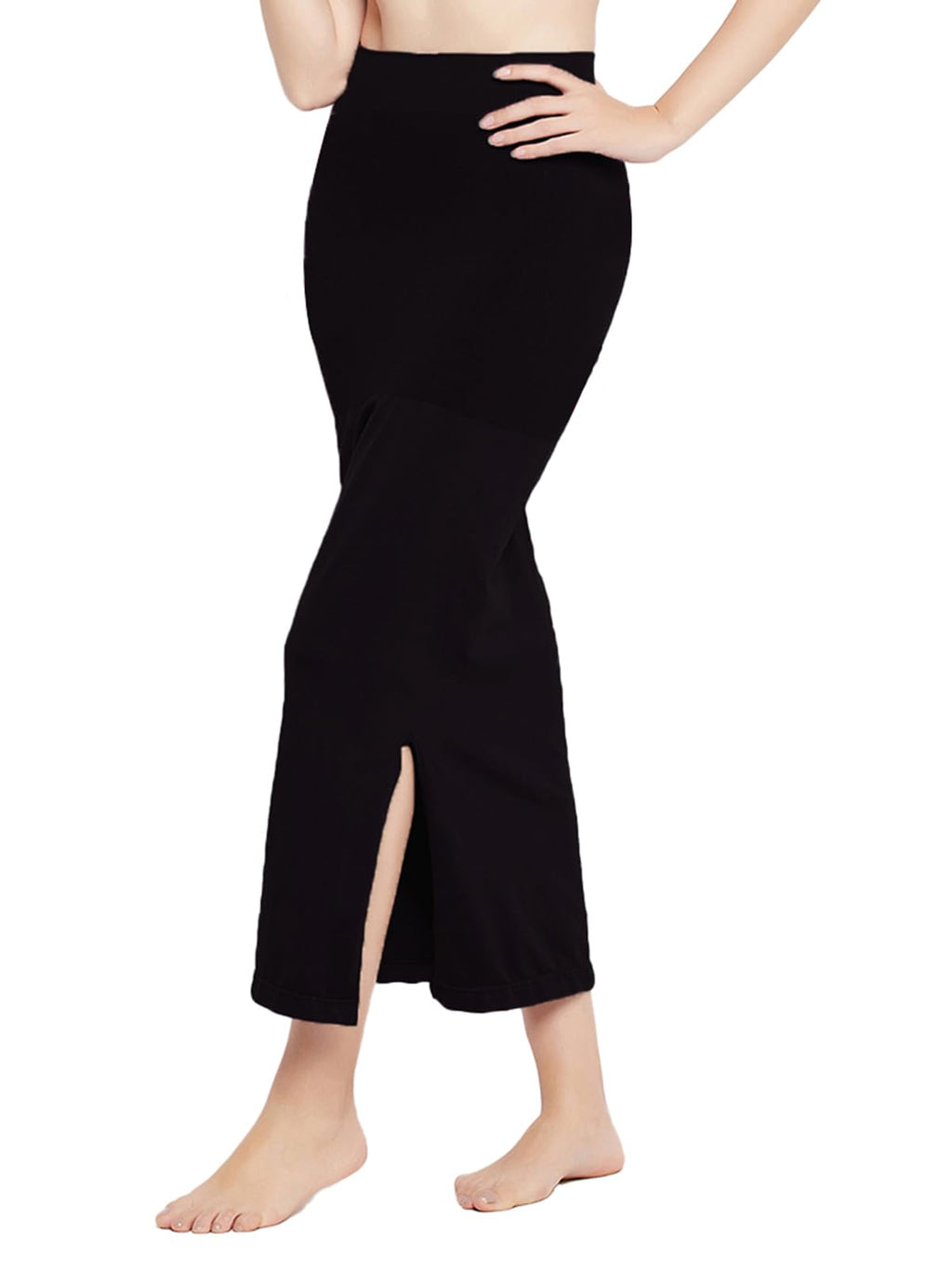 Clovia Women'S Petticoat Style Saree Shapewear With Side Slit (Sw0023P13_Jet Black_L)