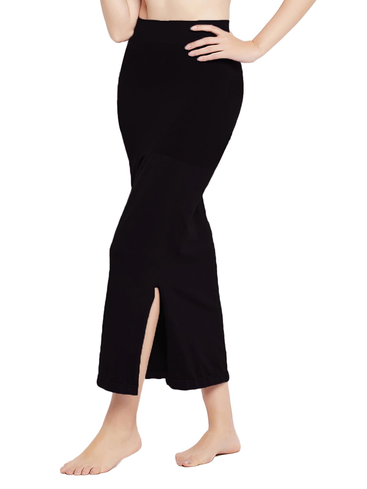 Clovia Women'S Petticoat Style Saree Shapewear With Side Slit (Sw0023P13_Jet Black_L)