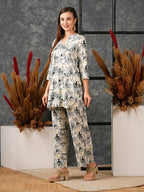 ANNI DESIGNER Womens Cotton Blend Printed Ethnic Co-ord Set (Tamar Grey-NW_M_Grey_Medium)