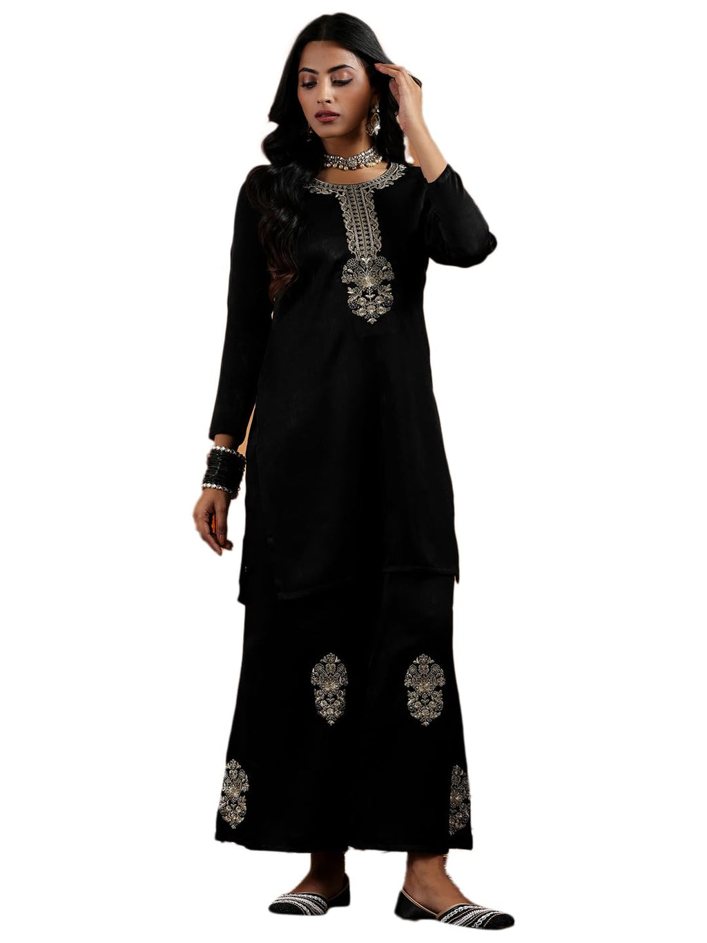 Libas Womens Embroidered Velvet Co-Ord Set For Women