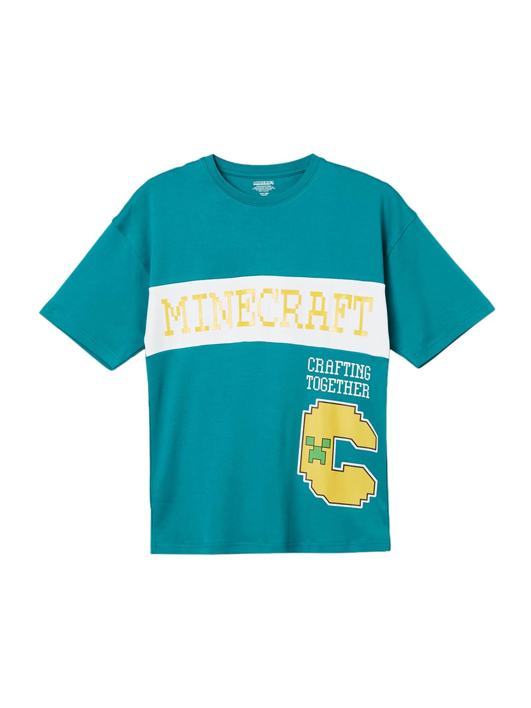 Max Boys Minecraft Print Oversized TShirt Green 14-16