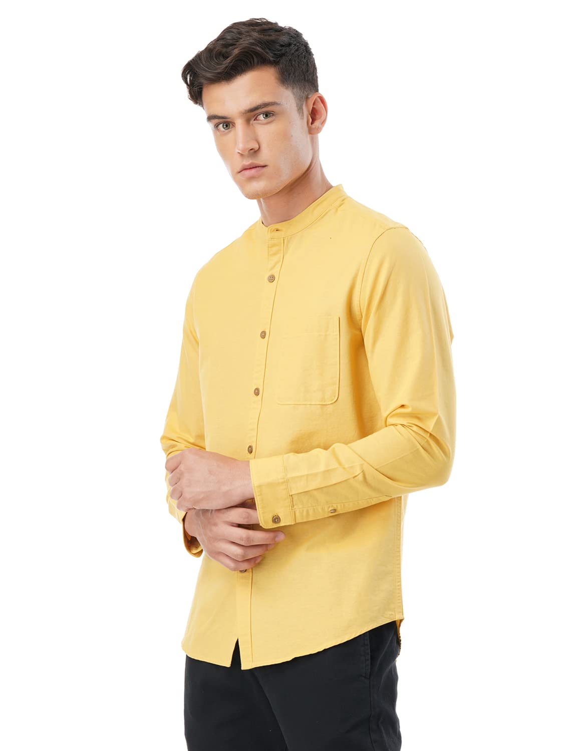 FYLTR Mens Solid Slim Fit 100% Cotton, Linen Look Casual Shirt
