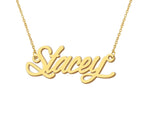 Aoloshow Stacey Initial Name Necklace 18k Gold Plated Stainless Steel Mens Nameplate Jewelry for Christmas