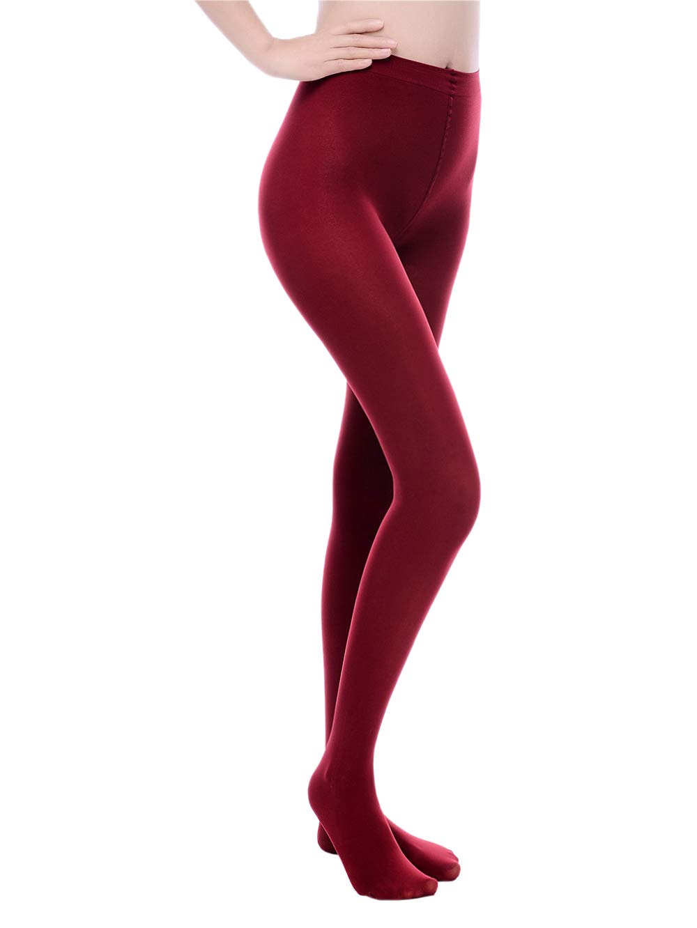 EVERSWE Womens 80 Den Soft Opaque Tights, Womens Tights (SM, Red Dahlia)