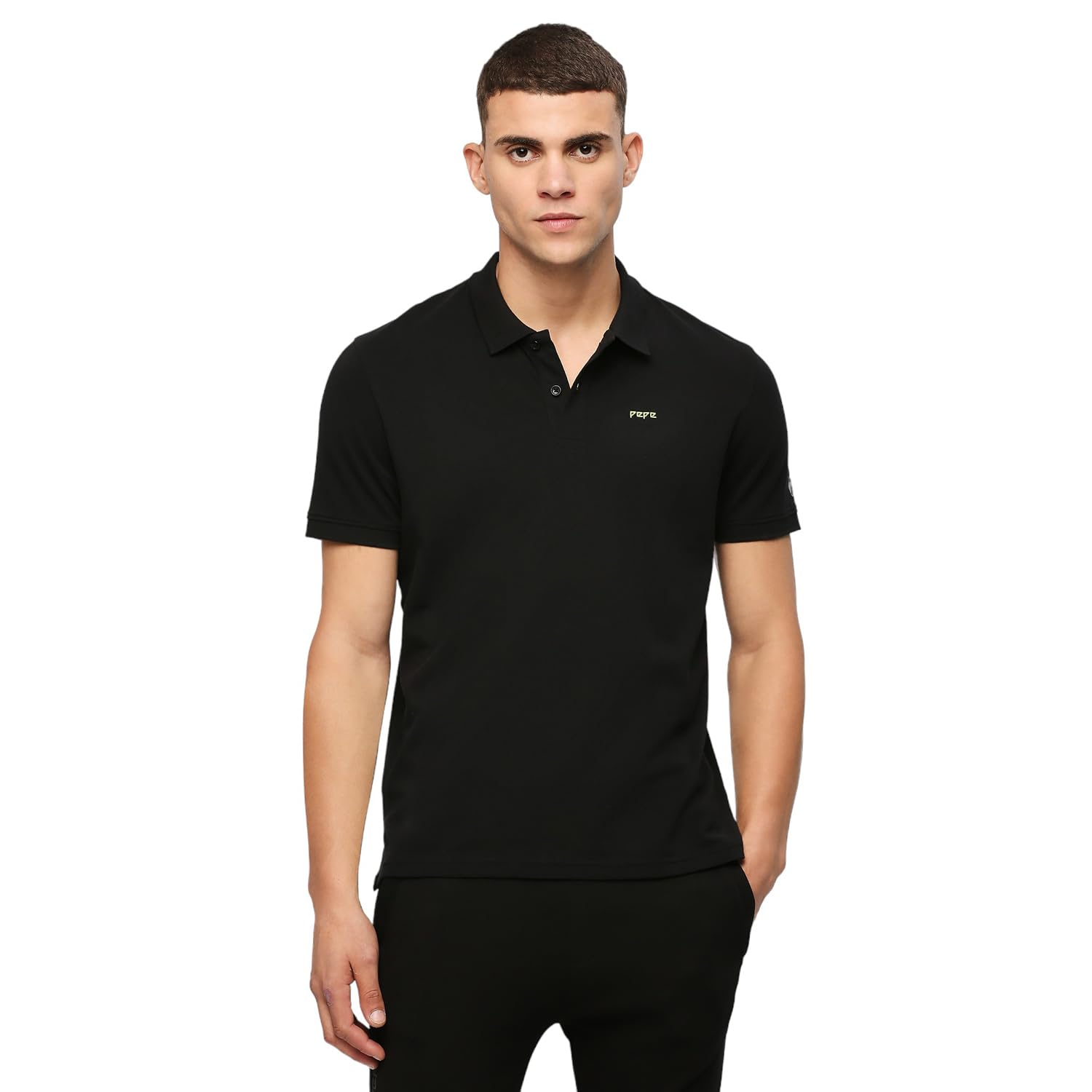 Pepe Jeans Men Cotton Solid Regular Fit T-Shirt (Pm542130_Black, Medium)