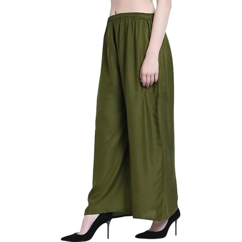 Fashion Gallery WomenS Rayon Relaxed Fit Palazzo Pants With Full Length Pull On Closure And Elasticated Flexible Waist|Palazzo 