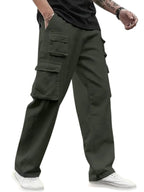 Veirdo Men's Cotton Baggy Fit Ankle Length Mid Rise 6 Pocket Cargos