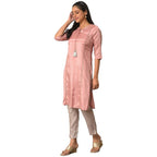 Aurelia WomenS Rayon Regular Pink Shantung Solid Kurta (23Fea13942-605331