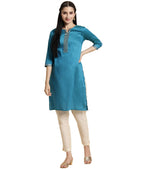 Rangita Teal Polyester Knee Length Solid Straight Kurti For Women | Kurta For Women_2Xl