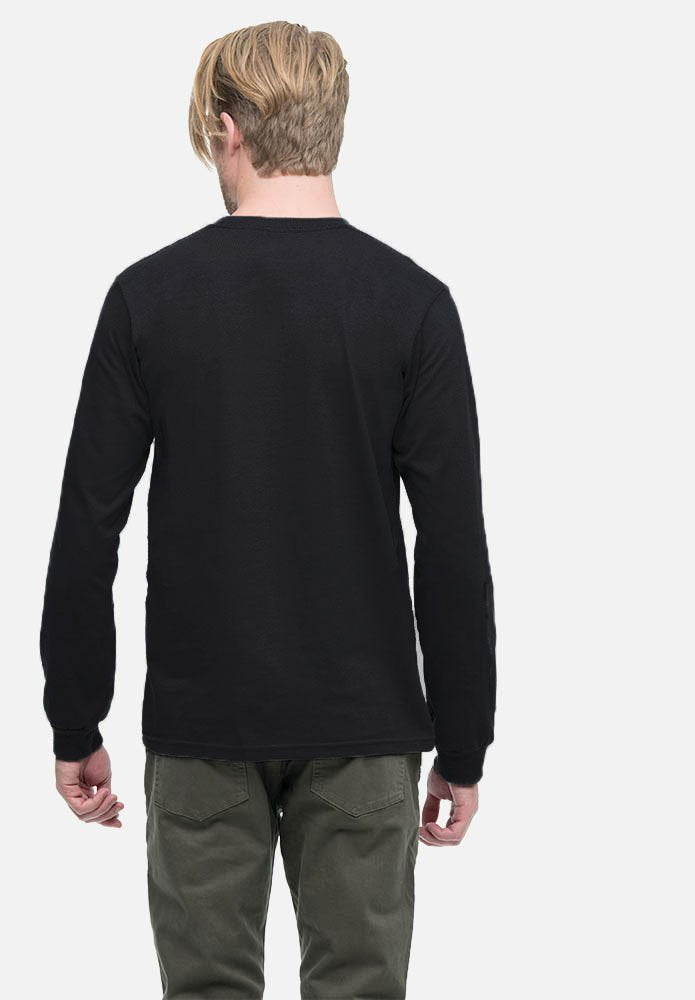 Mens 55 oz 100% Organic cotton classic Long-Sleeve T-Shirt - BLAcK - S(D0102H7ZgF6)