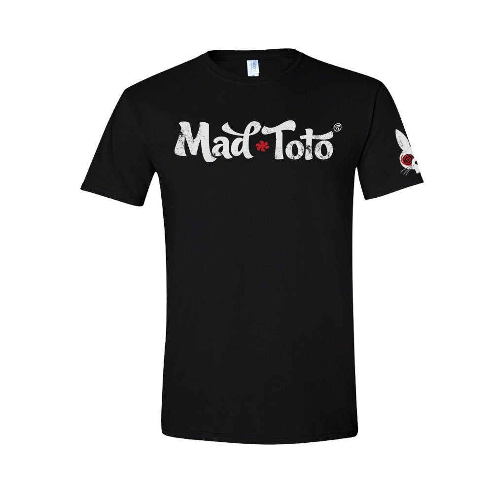Mad Toto crew Neck T Shirt - Distressed Logo (Large Black)