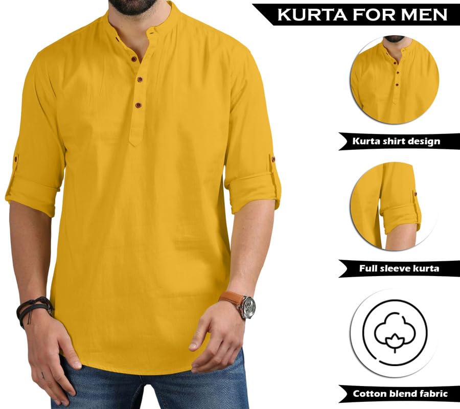 Royalscout MenS Cotton Polyester Blend Regular Fit Full Sleeve Kurta Perfect For Special Occasions, Family Events, Or Daily Eth