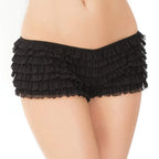 Coquette Women's Ruffled Rhumba Booty Short, Black, One Size/XL
