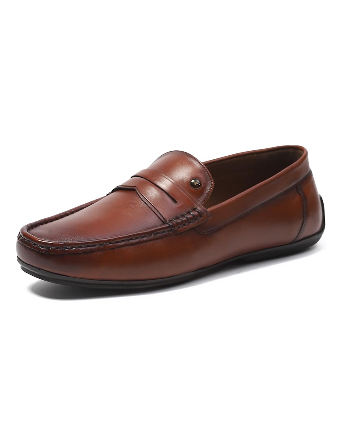 Monte Carlo Mens Tan Solid Slip on Genuine Leather Loafers (201804FW111) 11